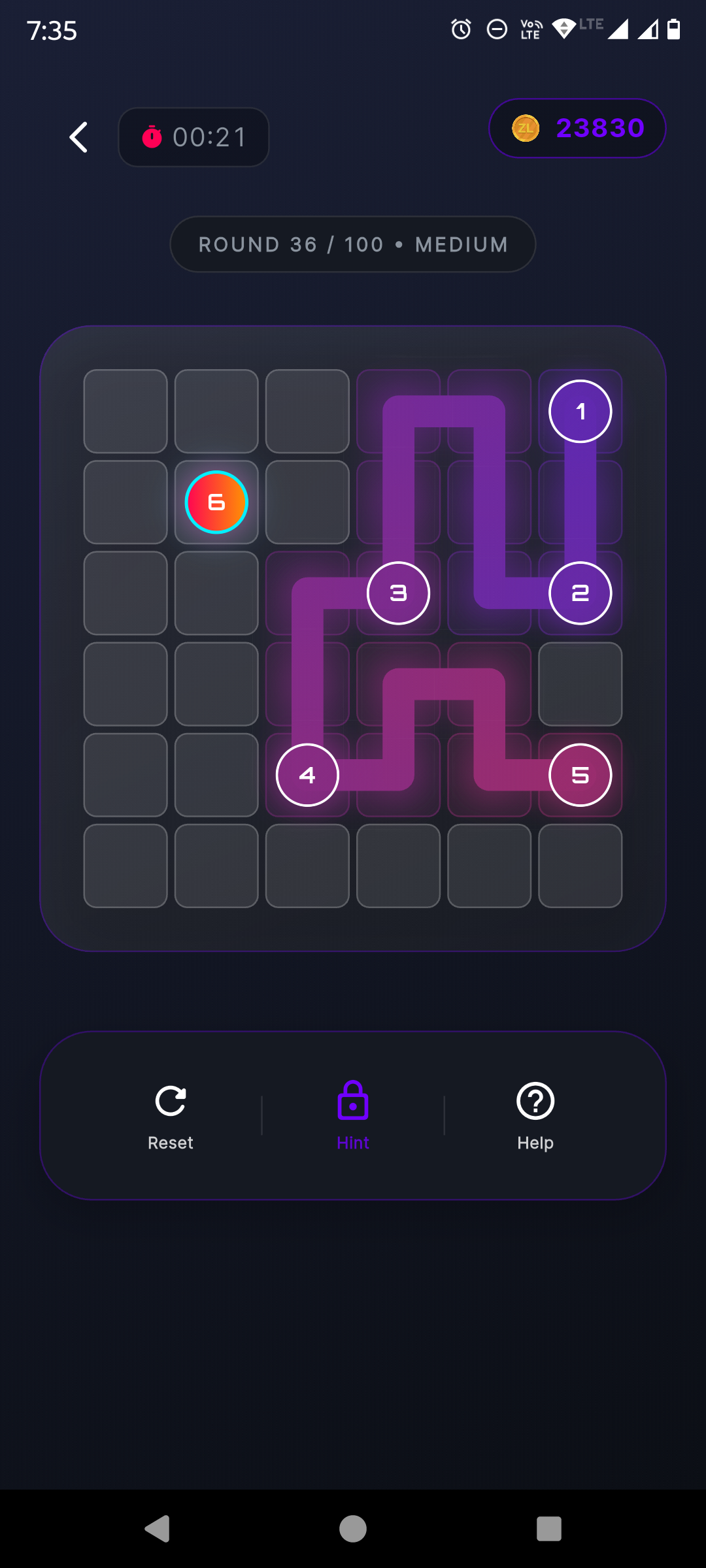 ZeepBox Puzzle Game hint path screen showing a colorful grid puzzle